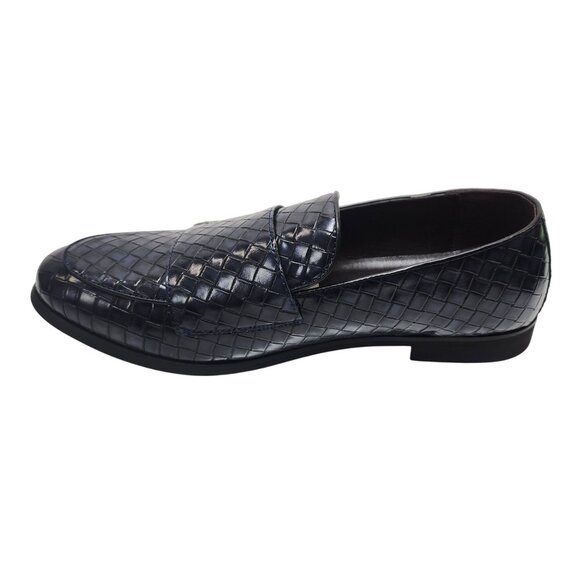 Mens Italian Style Blue Loafers Double Monk Straps Textured SZ 45 US 11.5 Shoes - Picture 11 of 14